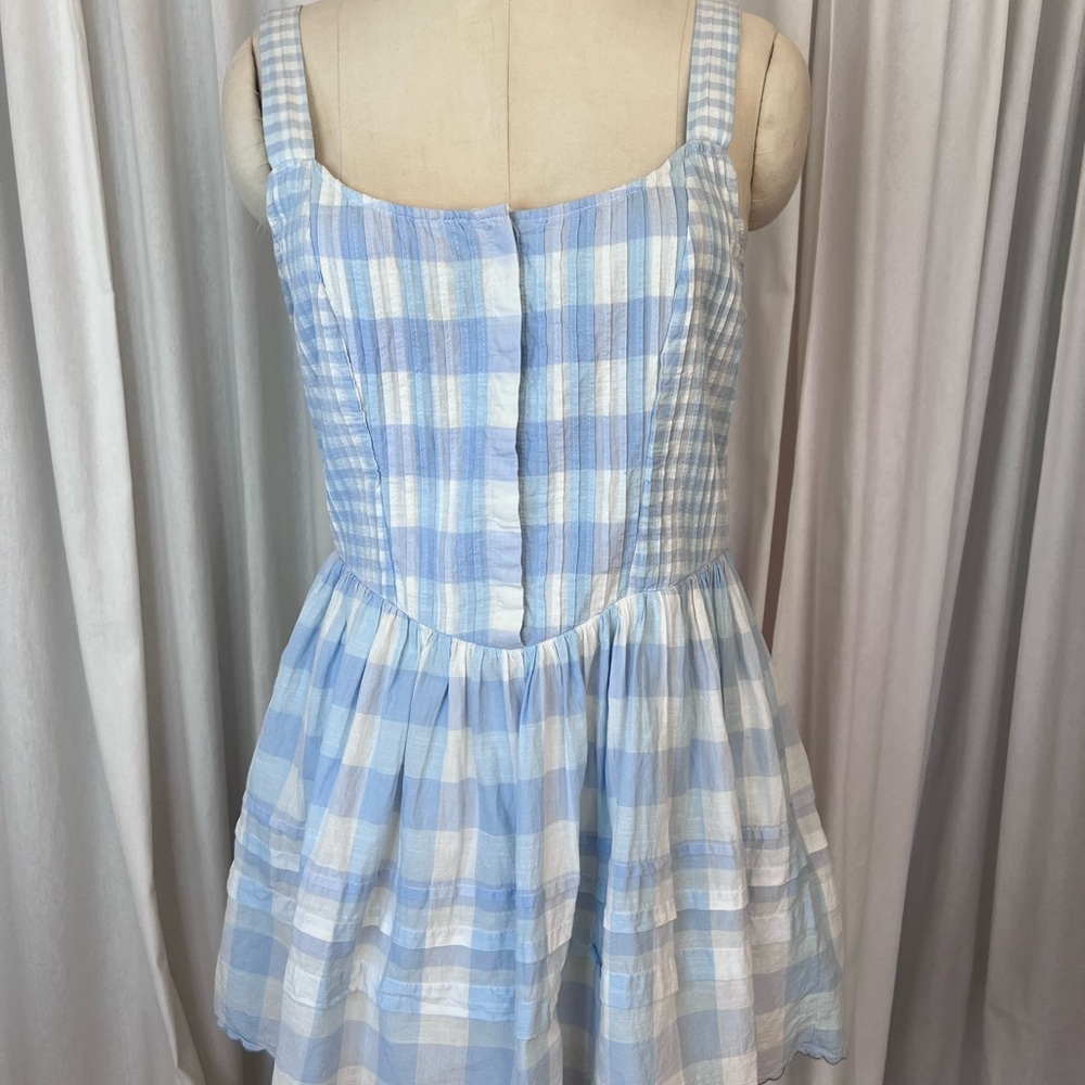 LoveShackFancy Chennedy Blue and White Gingham Mini Dress